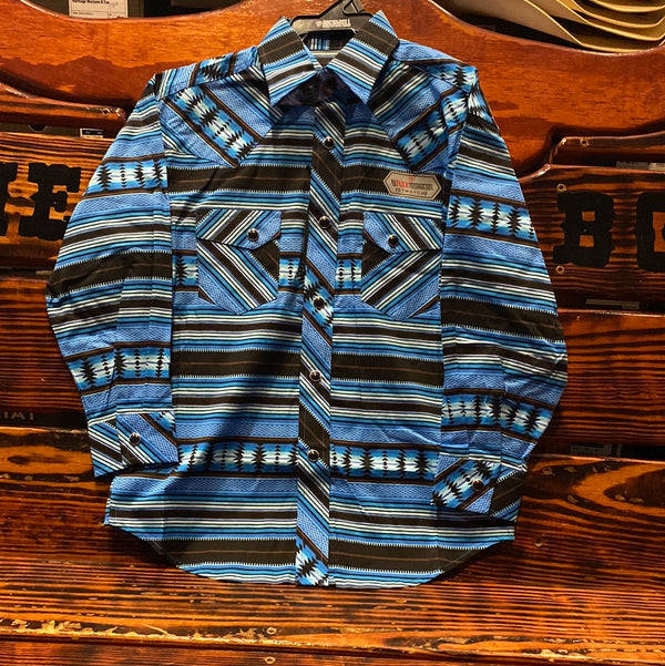 Kids Rock & Roll Denim Aztec Stripe Long Sleeve Shirt RRBSOSRZ81
