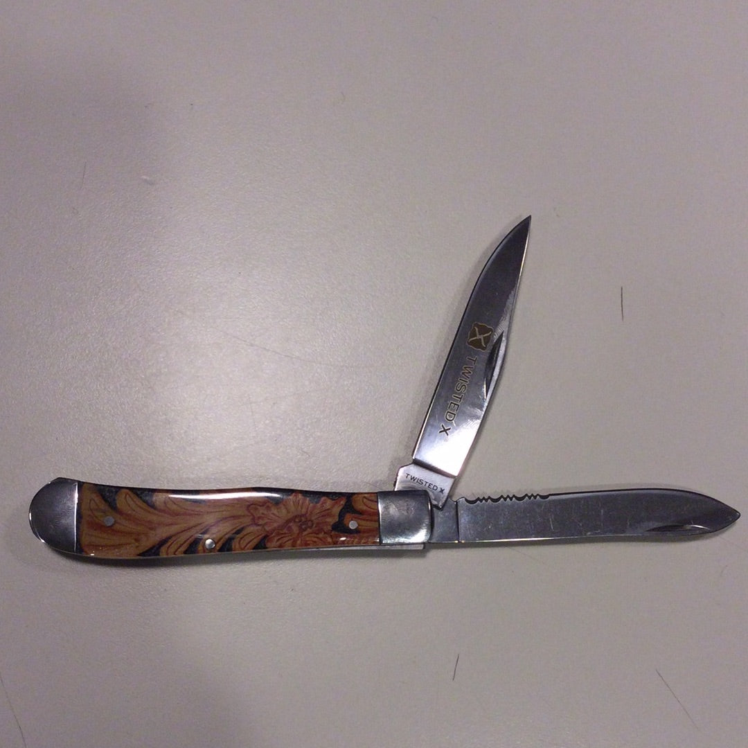 Twisted  Knife, Acrylic Trapper, Leather Print XK-LTHR5