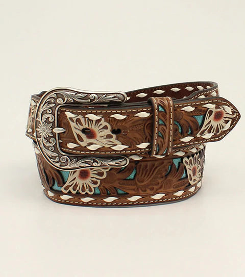 Ariat Ladies Turquoise Underlay Floral Belt A1533102