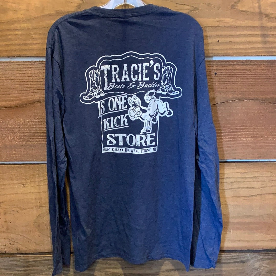 Tracie's Boots & Buckles is One Kick Ass Store Long Sleeve Shirt Navy