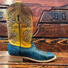 Corral Men's Navy Blue/Yellow Embroidery Wide Square Toe A4381