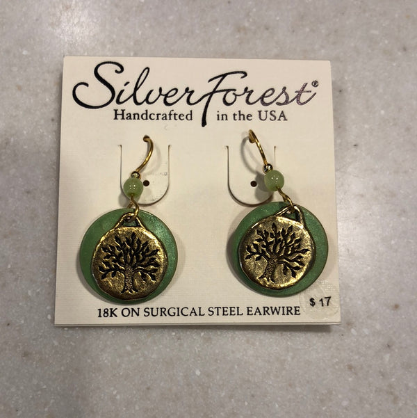 Silver Forest Tree Of Life Earrings NE-1882