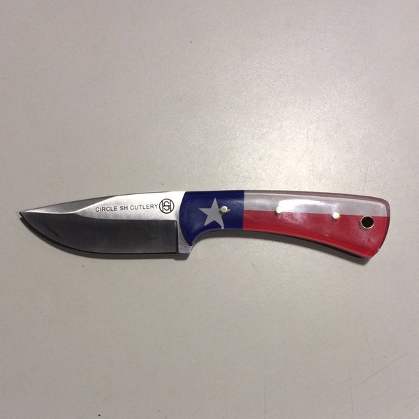 Circle SH Cutlery, Straight Knife, Texas Flag with Sheath OK326