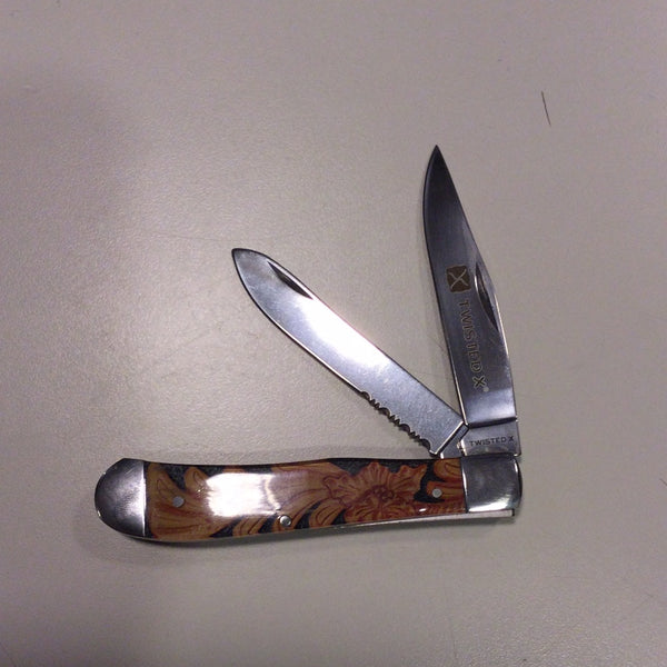 Twisted  Knife, Acrylic Trapper, Leather Print XK-LTHR5