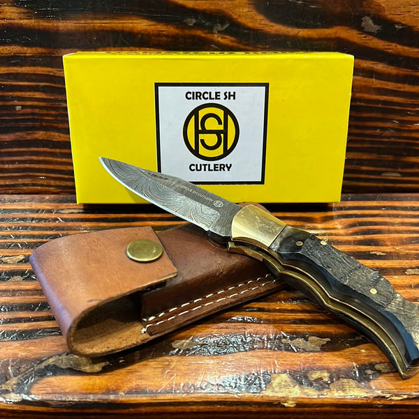 Damascus knife with wood Handle SH-9984