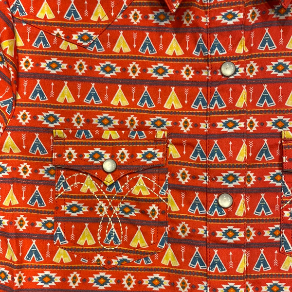 Kids Panhandle Long Sleeve TeePee Print Snap Shirt WLGSOSRZHR