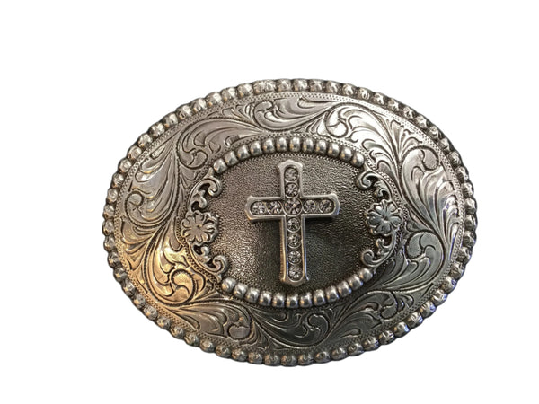 Blayzin Roxx Oval Buckle With Rhinestone Cross 3756842C