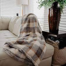 KATYDID Blue Plaid Sherpa Blanket - BLKT-03