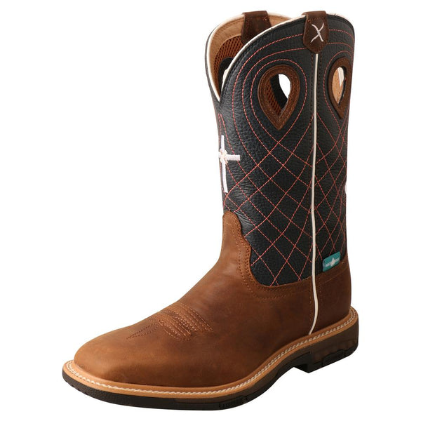 Twisted X Ladies 11" Waterproof Western Work Boots Brown/Navy WXBW001