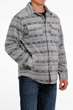 Cinch Men's Blue Grey Aztec Warm Long Sleeve Shirt Jacket MWJ1580001