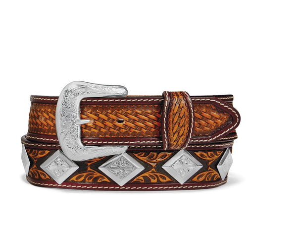 Tony Lama HandTooled Diamond Conch Belt - C42774