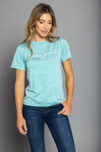 Kimes Ranch Ladies Tech Tee-Shirt - Light Blue Heather