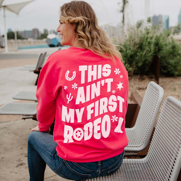 Katydid This Ain't My First Rodeo Corded Crewneck Sweatshirt pink- KDC-SWTSCORD-349_IMP_