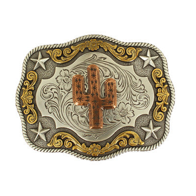 Nocona Tri Tone Cactus Belt Buckle 37400