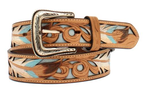 Nocona Western Belt Mens Feather Tooled Filigree Inlay N210006002