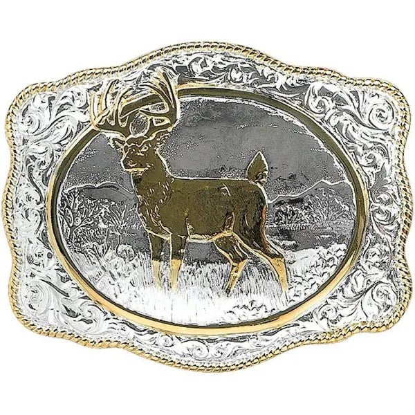 Crumrine Scalloped Buck Gold & Silver Belt Buckle 38062